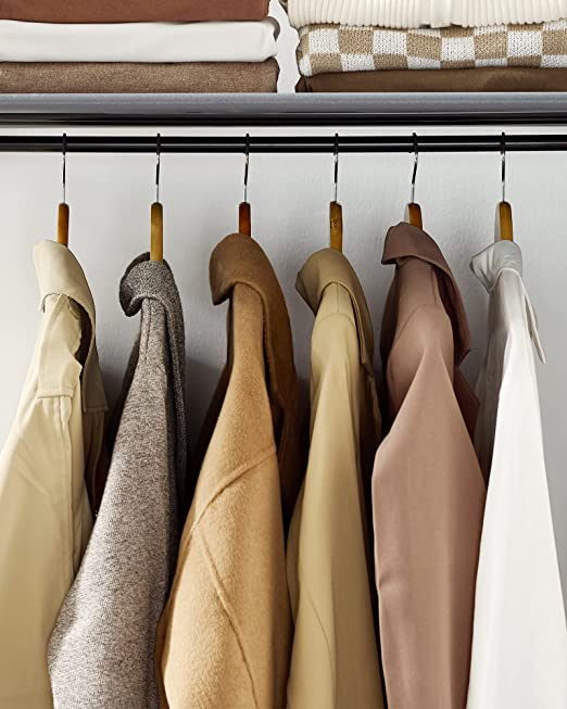 Kleiderschrank - Stoffschrank - 2 Bekleidungsschienen - 6 Regale - Verschiedene Montageoptionen - 88 x 45 x 168 cm