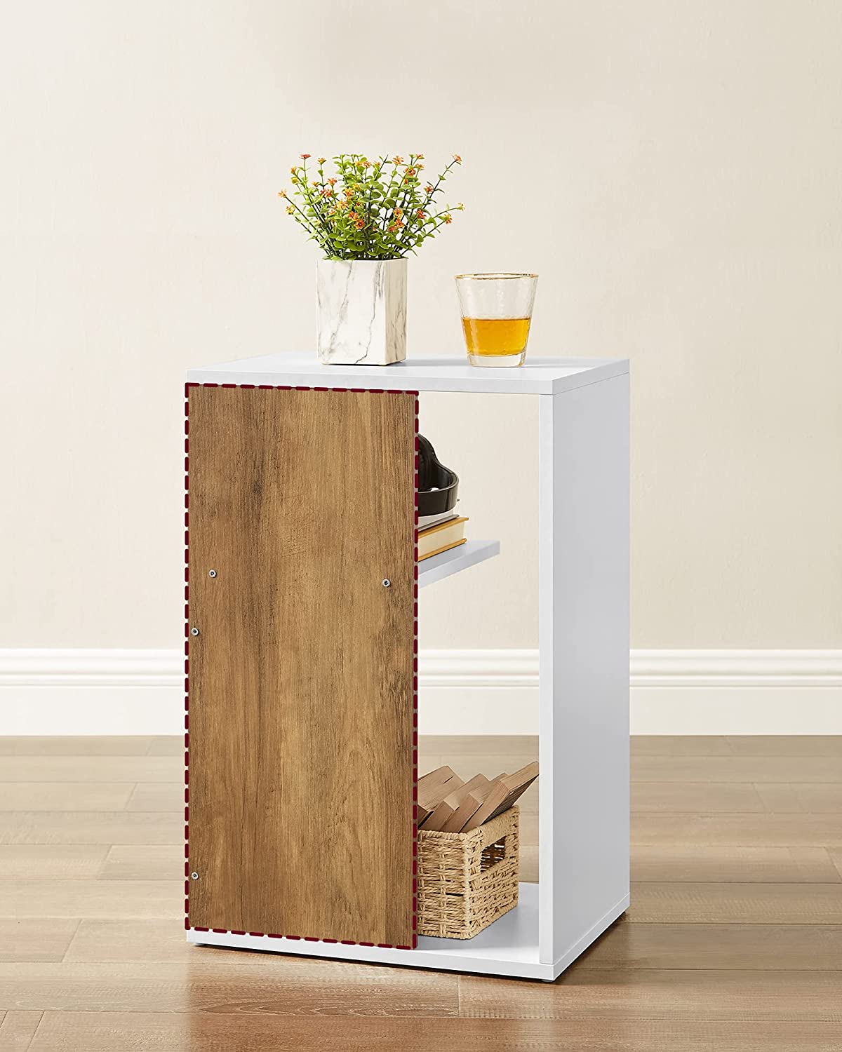 Seitentisch - Nachttisch - kleiner Tisch - modern - 30 x 40 x 60 cm - braunes Weiß