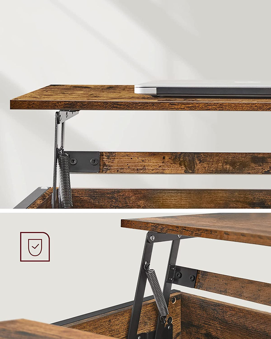 Couchtisch - Wohnzimmertisch - mit verstecktem Lagerraum - Vintage Brown -black