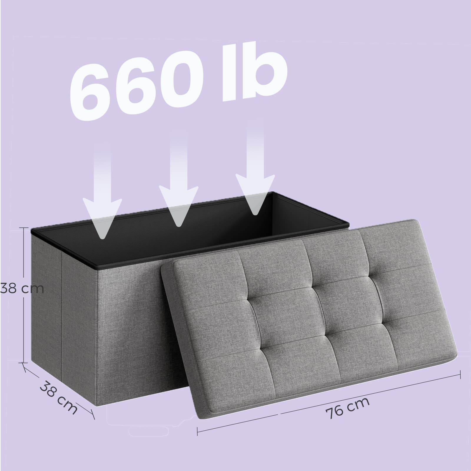 Sofa mit Stauraum - 38 x 76 x 38 cm - Sitzbox - Multifunktional
