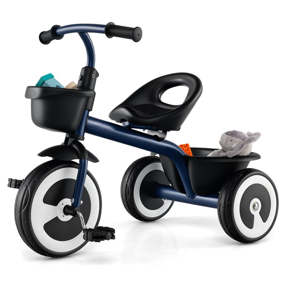 Löparcykel – barn löparcyklar med justerbart säte och korgar fram bak – 2 – Blå