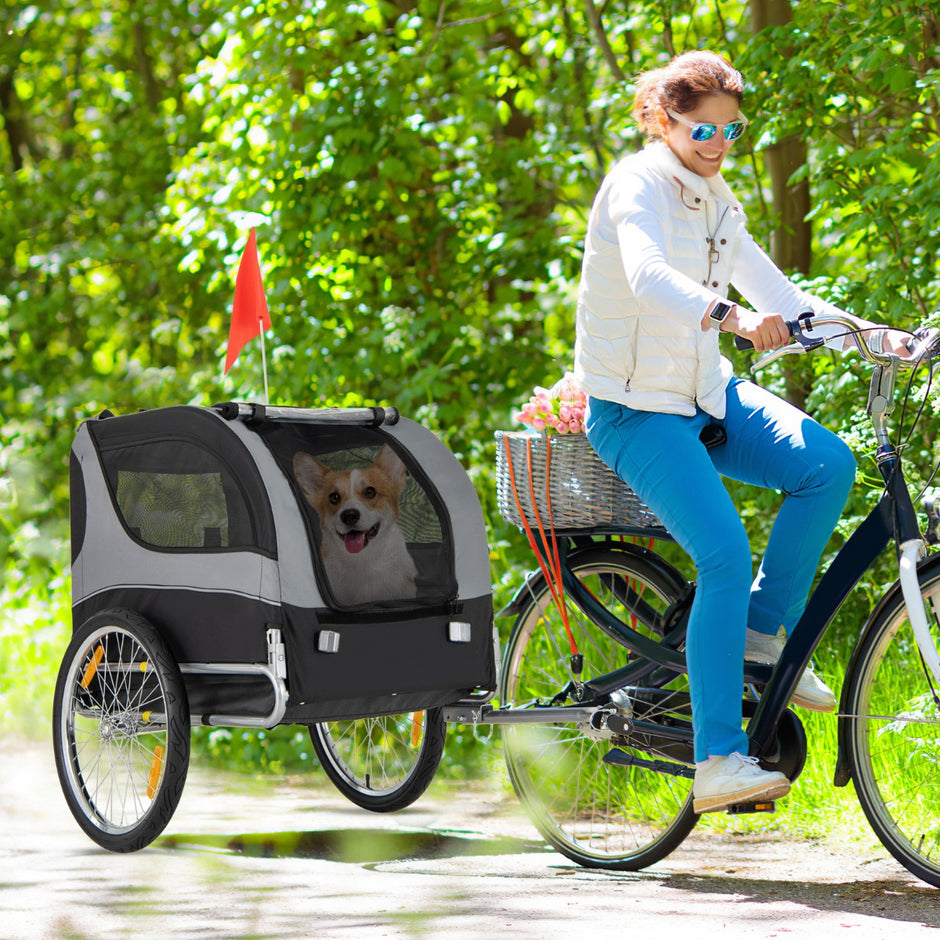 Hundanhängare – för Cykel Husdjuranhängare Belastbar – 40 kg – Grå