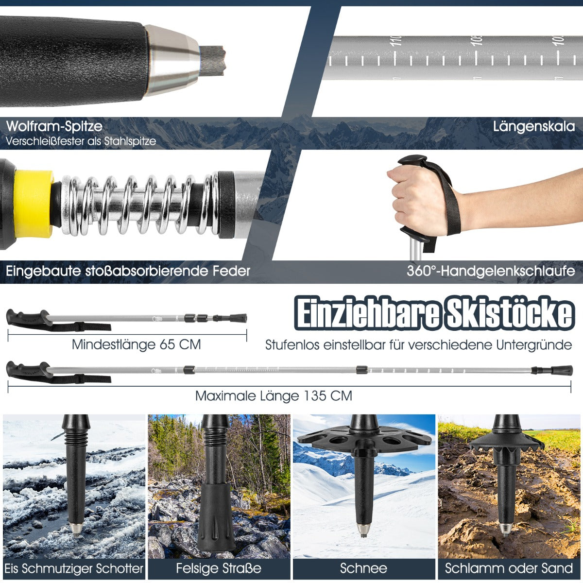 Mångsidigt – snöskoset ergonomiska snöskor med dubbel spännsystem i – 53 cm – Silver