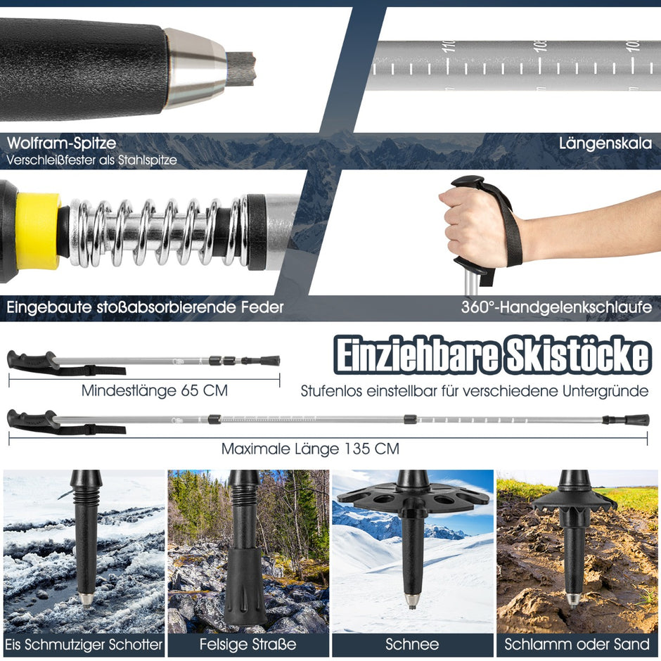 Mångsidigt – snöskoset ergonomiska snöskor med dubbel spännsystem i – 53 cm – Silver