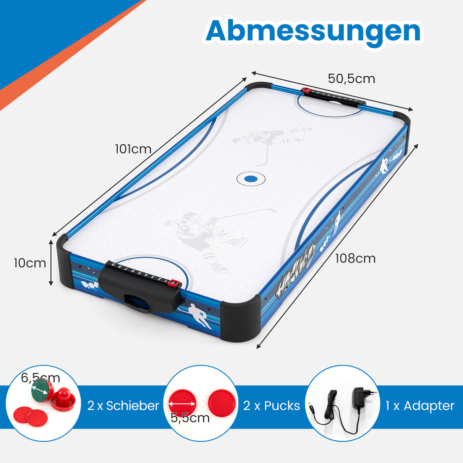 Airhockeybord – med 12V motor och puckar skjutare Elektrisk Air Spelbord Lufthockey – 2 2 – Vit