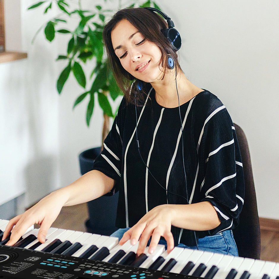tangents – piano keyboard med stativ och mikrofon bärväska digital E – 61 – Svart