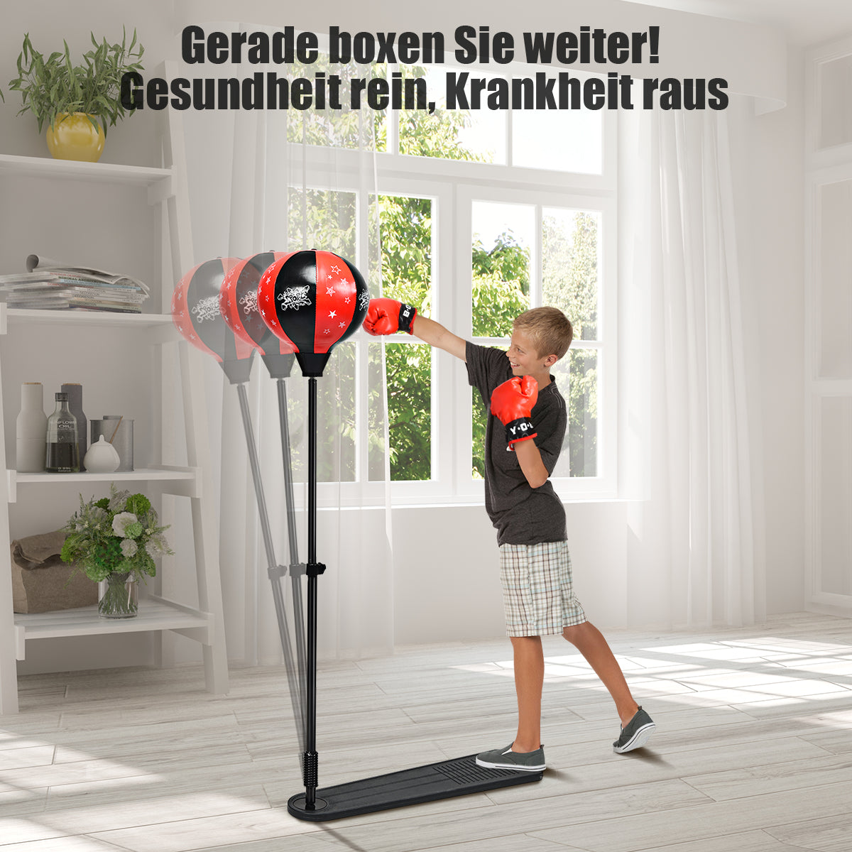 Boxningsboll – för barn Höjdjusterbar stående Boxningsset Boksäcksset – 85-130 cm – Rosa och svart