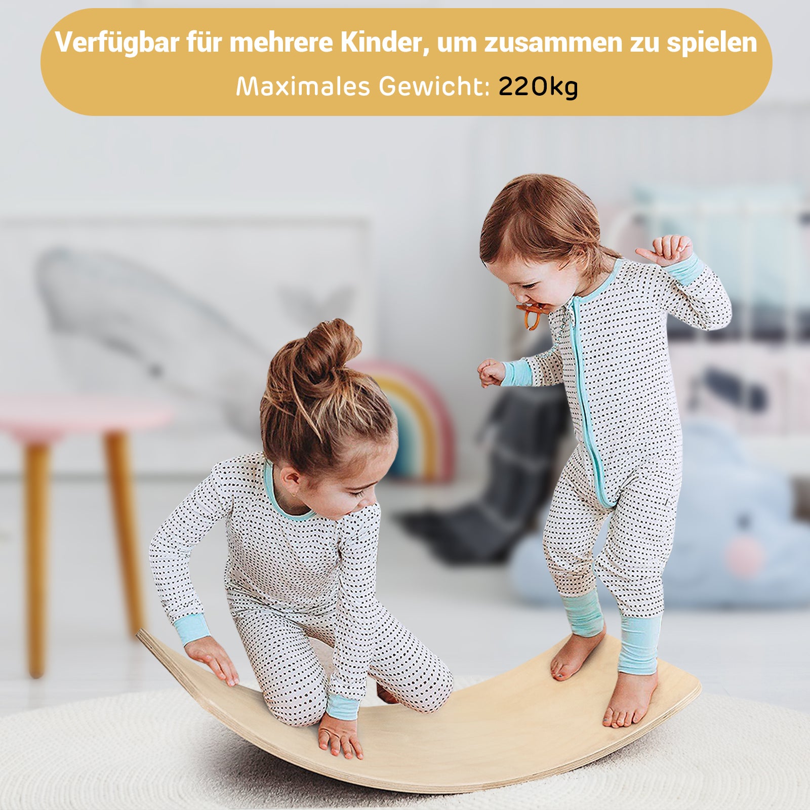 Balansskiva – Böjd bräda av trä – 90 x 30 cm – Natur