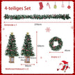 pack – mini konstgjord julgran i kruka med julgirland och julkrans – 2 120 cm – Grön