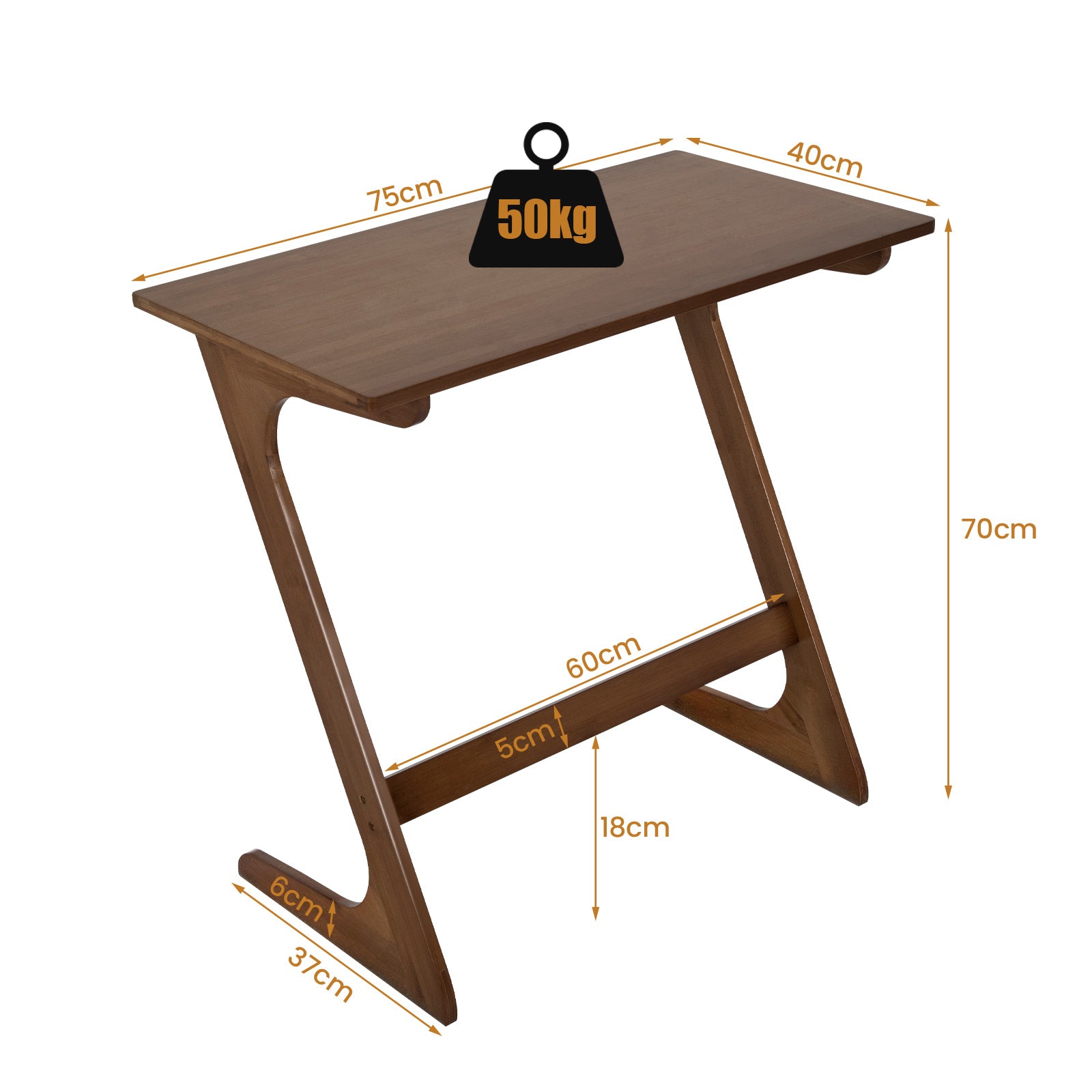 Z – formad sidobord soffbord av bambu platsbesparande kaffebord nattduksbord – Brun