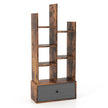 vånings – öppen bokhylla med låda – 7 53 x 24 x 118 cm – Brun