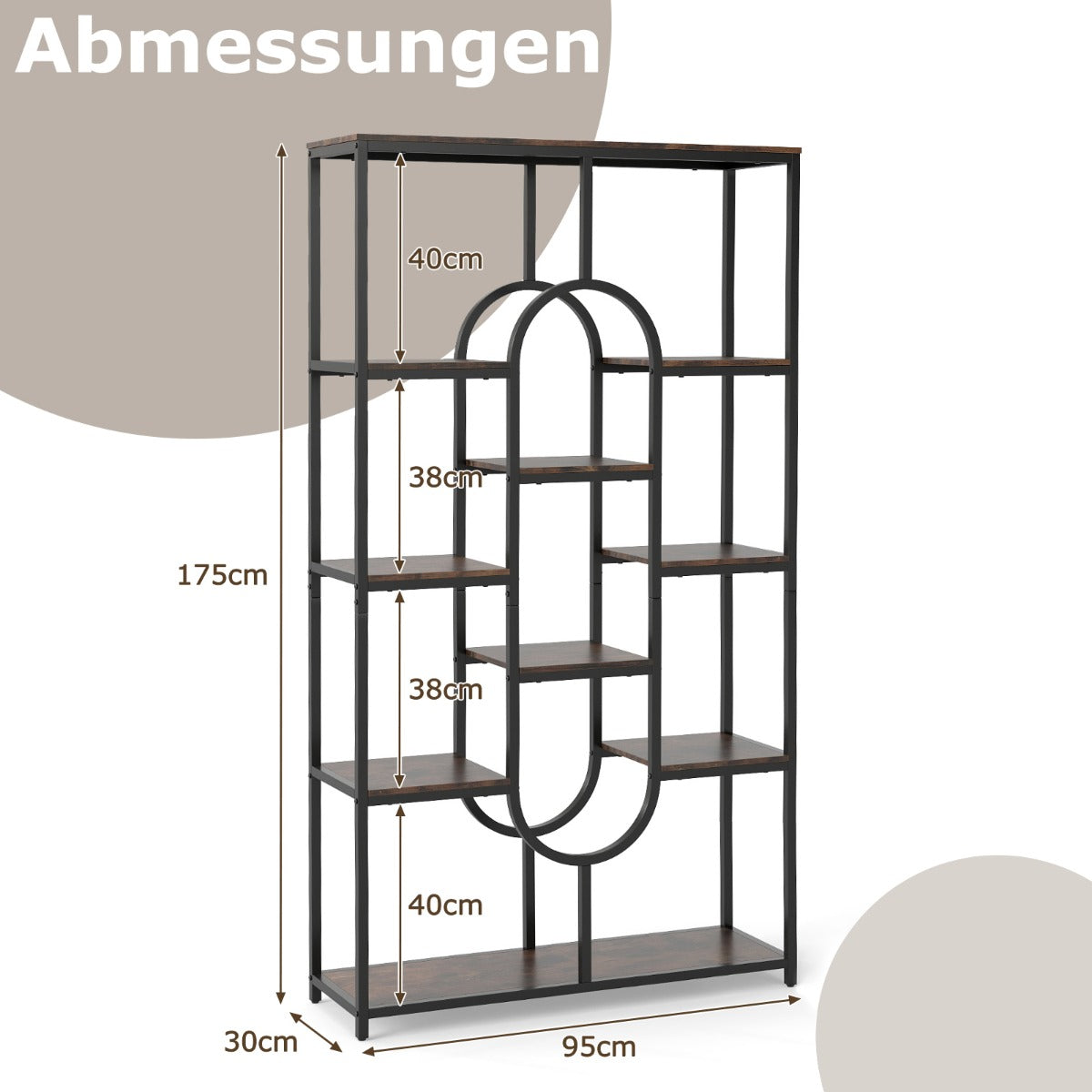 vånings – bokhylla Ställhylla Geometrisk förvaringshylla och – 5 – Brun