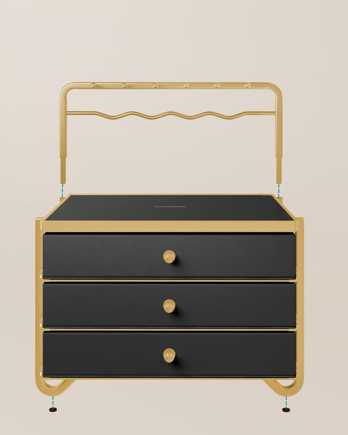 Schmuckschachtel - Schmuckschachtel - 3 Schichten mit Schubladen - schwarzes Gold