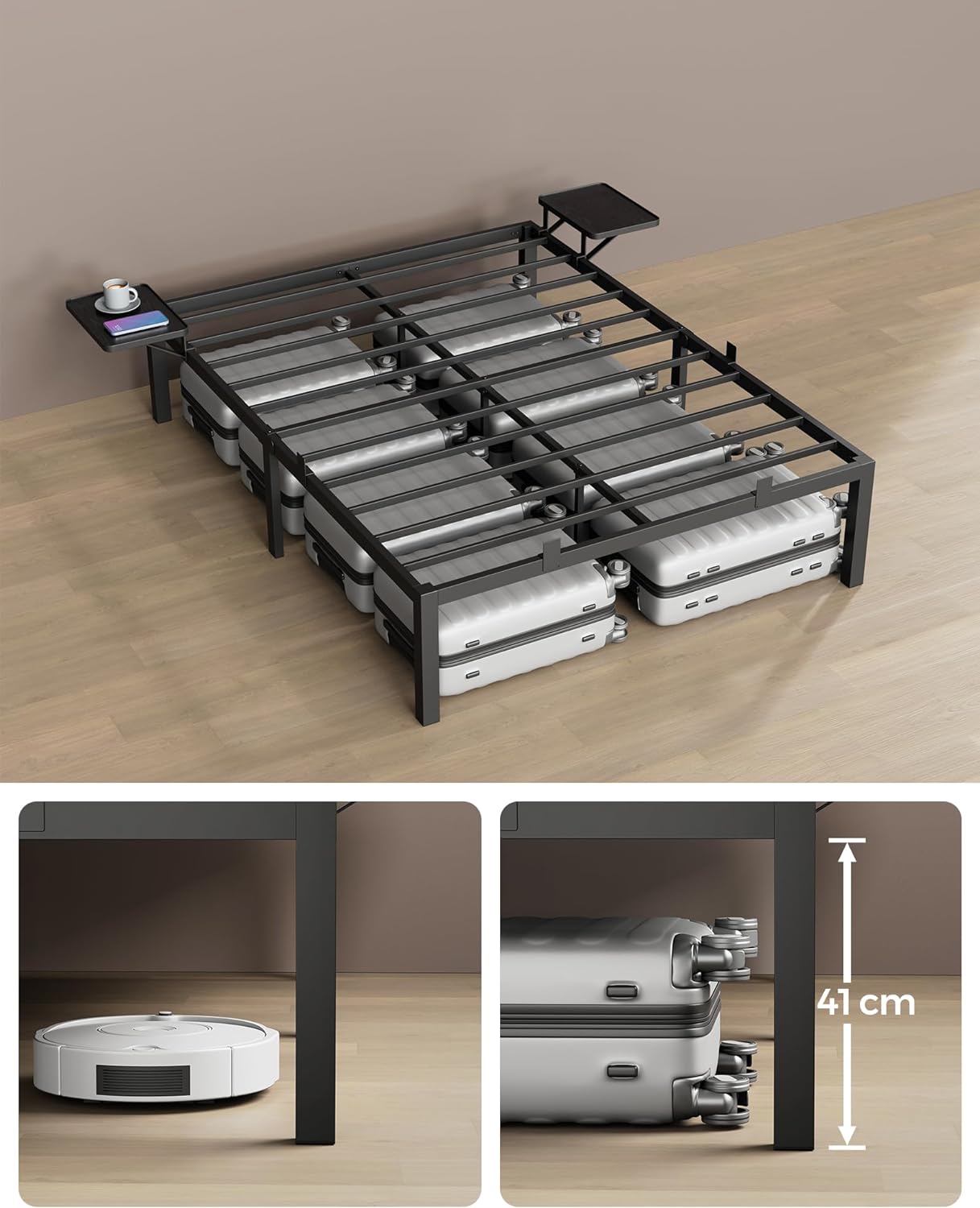 Bettrahmen - Metallrahmen - Doppelbett - 200 x 140 cm - schwarz