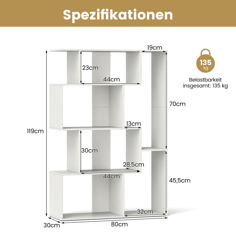 Öppen – geometrisk bokhylla kuber stor med tippskydd golvorganisatör displayhylla – 6 – Natur