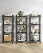 Bücherregal - Wohnzimmerschrank - mit 4 Levels - offene Regale - Schwarz
