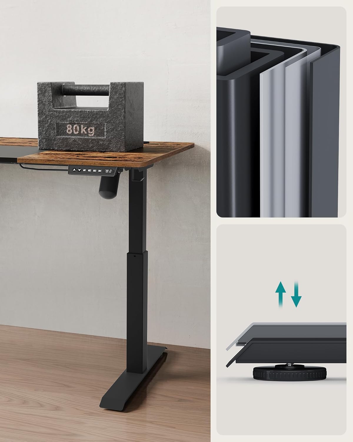Schreibtisch - Elektrischer Schreibtisch - mit Rädern und Aufbewahrungstasche