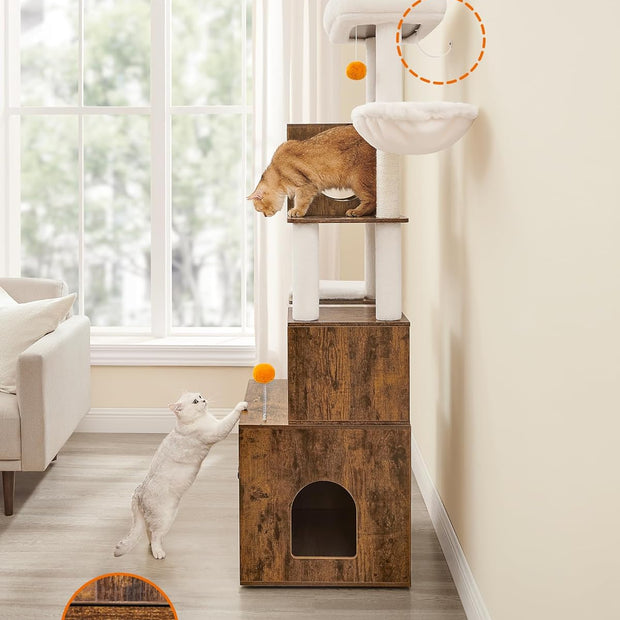 Kratzerpfosten - mit Katzenbäckerei - Multiple Plateaus - Holz - braun