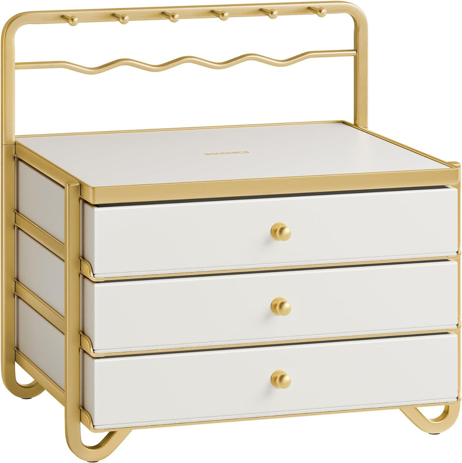 Schmuckschachtel - Schmuckschachtel - 3 Schichten mit Schubladen - schwarzes Gold