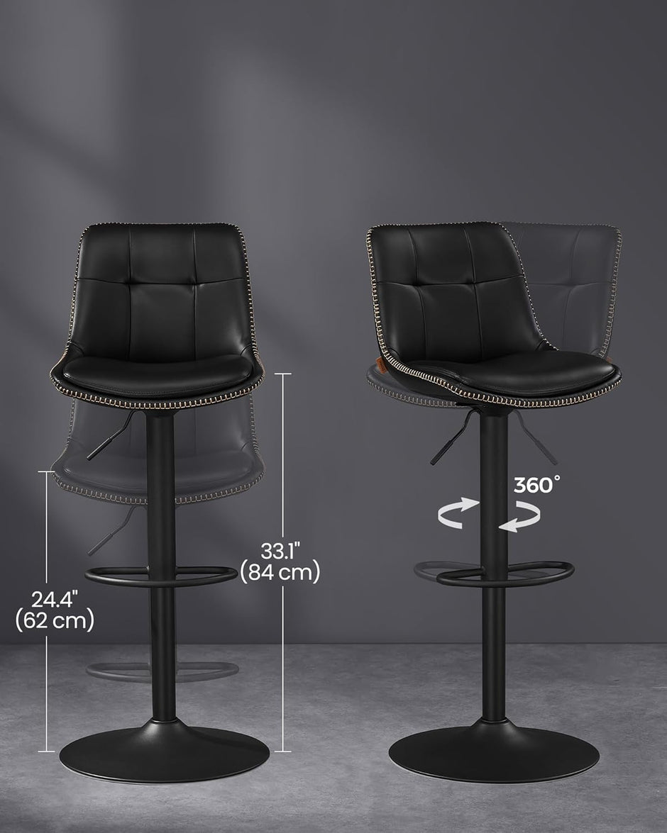 Barhocker - 2 - mit Rückenlehne - Tinte schwarz