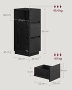 Schmaler Nachttisch mit 2 Schubladen in Ebenholzschwarz