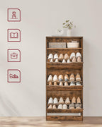 Schuhschrank - Aufbewahrungsschrank für Schuhe - 3 Fächer - aus Holz gemacht - braun