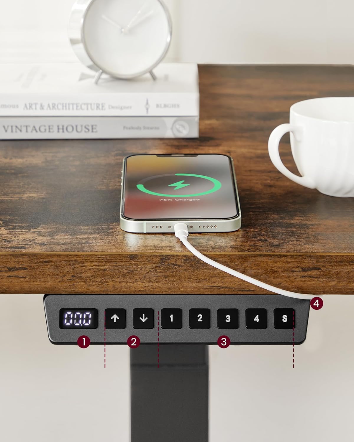 Höhenverstellbarer Schreibtisch – mit Speicherfunktion – mit Rollen