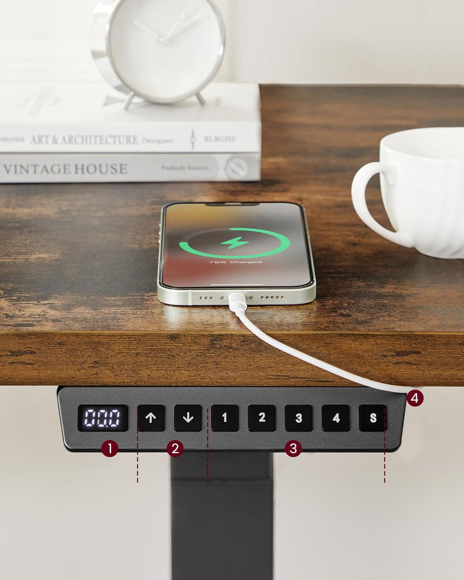 Höhenverstellbarer Schreibtisch – mit Speicherfunktion – mit Rollen