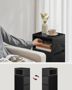 Schmaler Nachttisch mit 2 Schubladen in Ebenholzschwarz