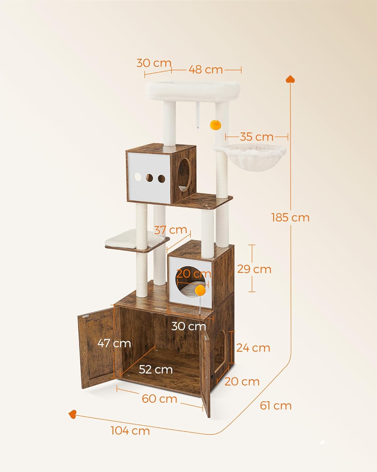 Kratzerpfosten - mit Katzenbäckerei - Multiple Plateaus - Holz - braun