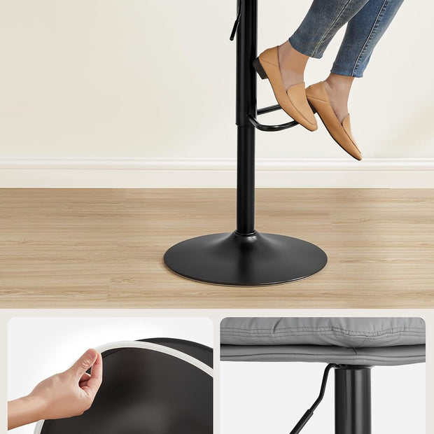 Barhocker - 2 - Stiftsitz - rotbar - grau