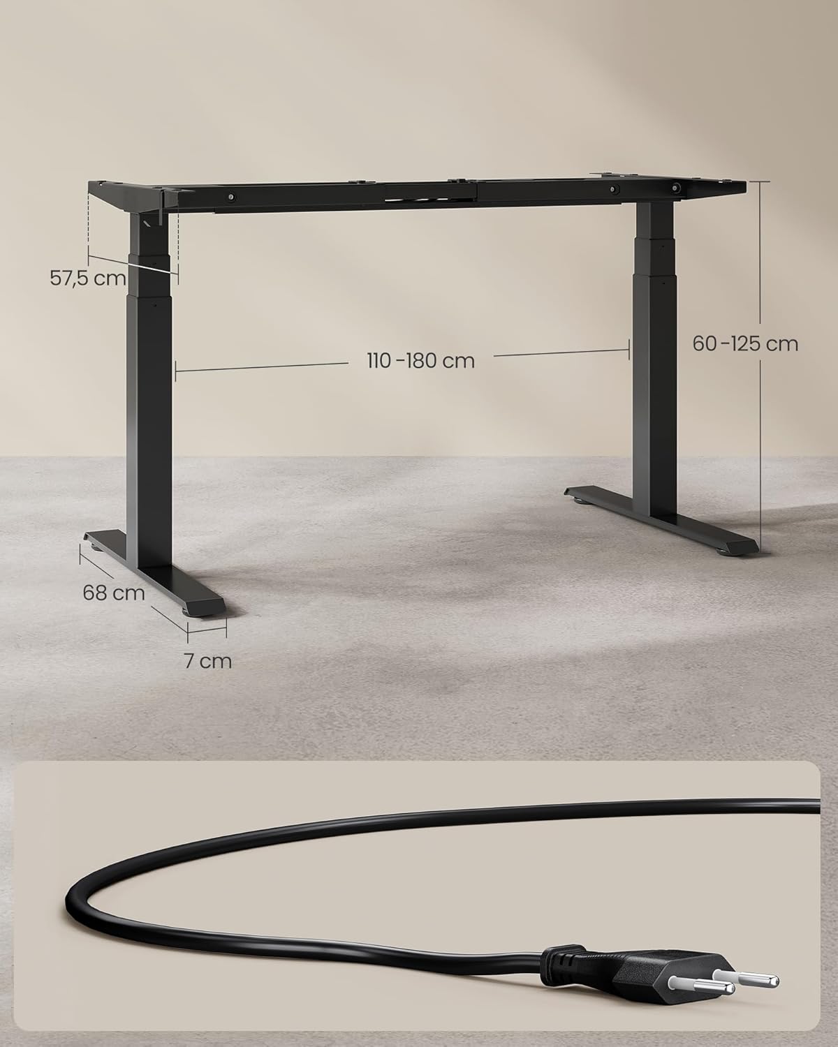 Höhenverstellbarer Schreibtisch – mit Speicherfunktion – mit Rollen