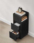 Schmaler Nachttisch mit 2 Schubladen in Ebenholzschwarz