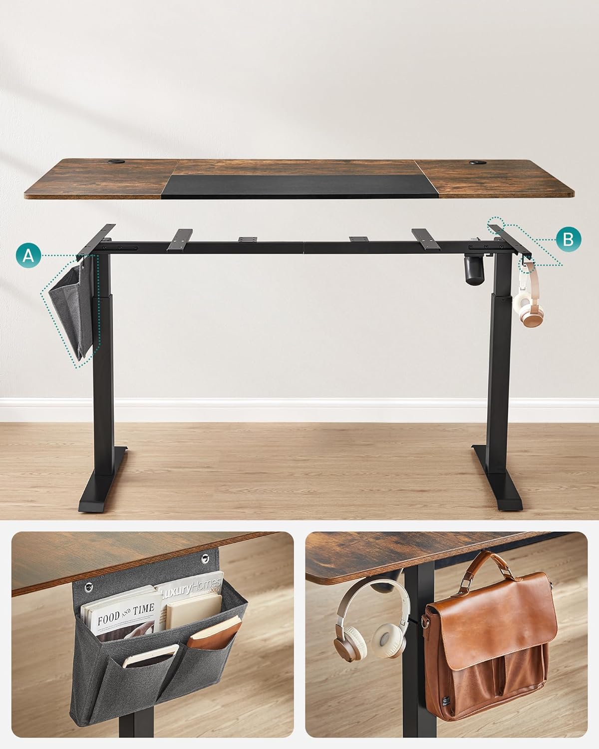 Höhenverstellbarer Schreibtisch - 70 x 160 cm