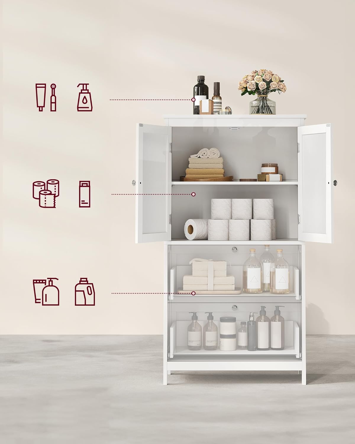 Badezimmerschrank - Wohnzimmerschrank - Türen - 2 Schubladen - Van Hout - Weiß