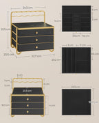Schmuckschachtel - Schmuckschachtel - 3 Schichten mit Schubladen - schwarzes Gold
