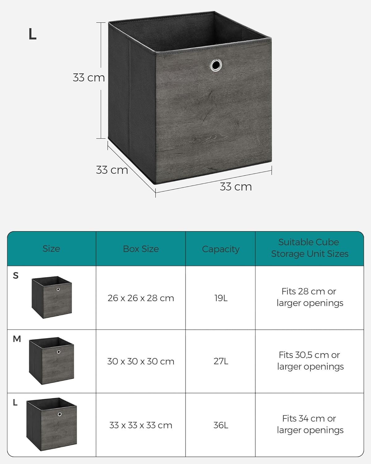 Speicherboxen - Speicherboxen - 6 -Set von 6 - Grau