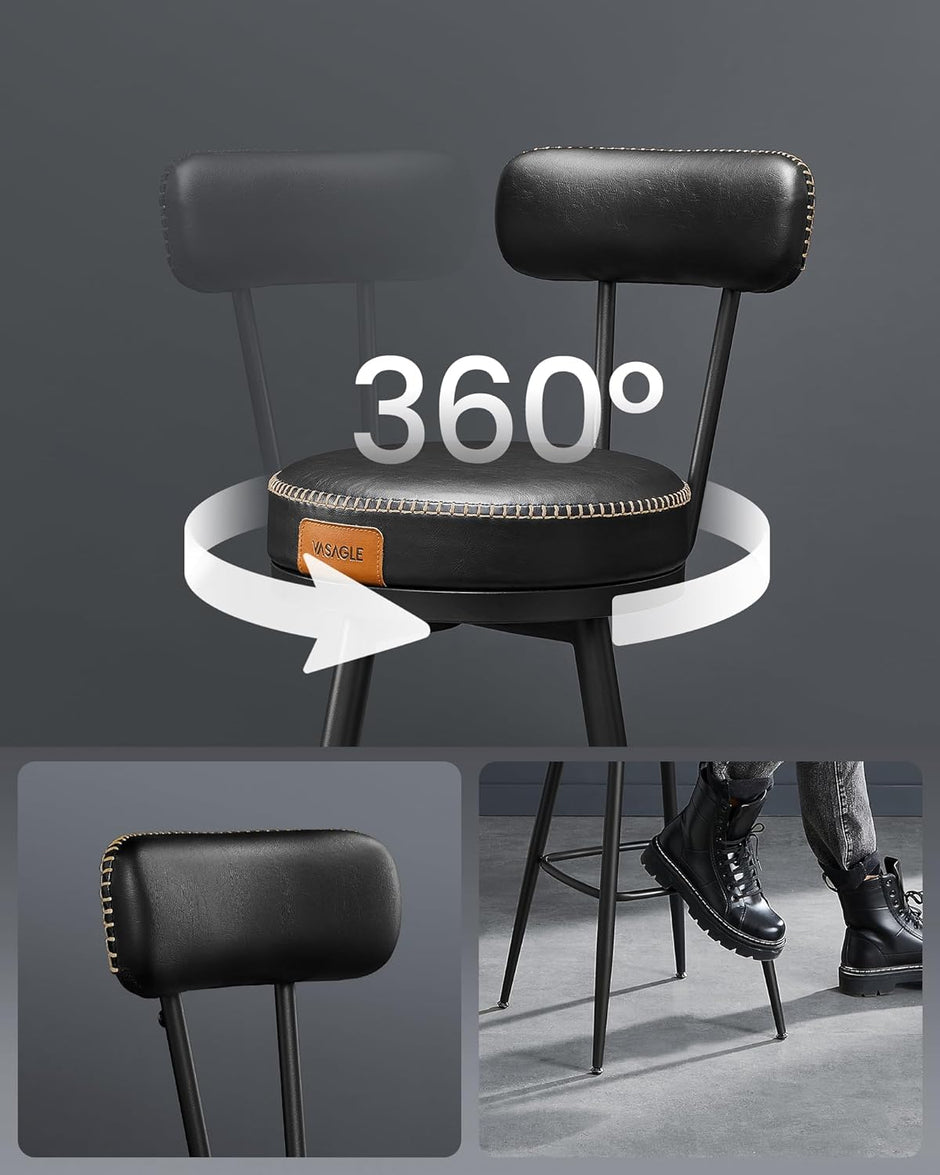 Barhocker - Barstühle - 2 - Metallrahmen - mit Rückenlehne - schwarz