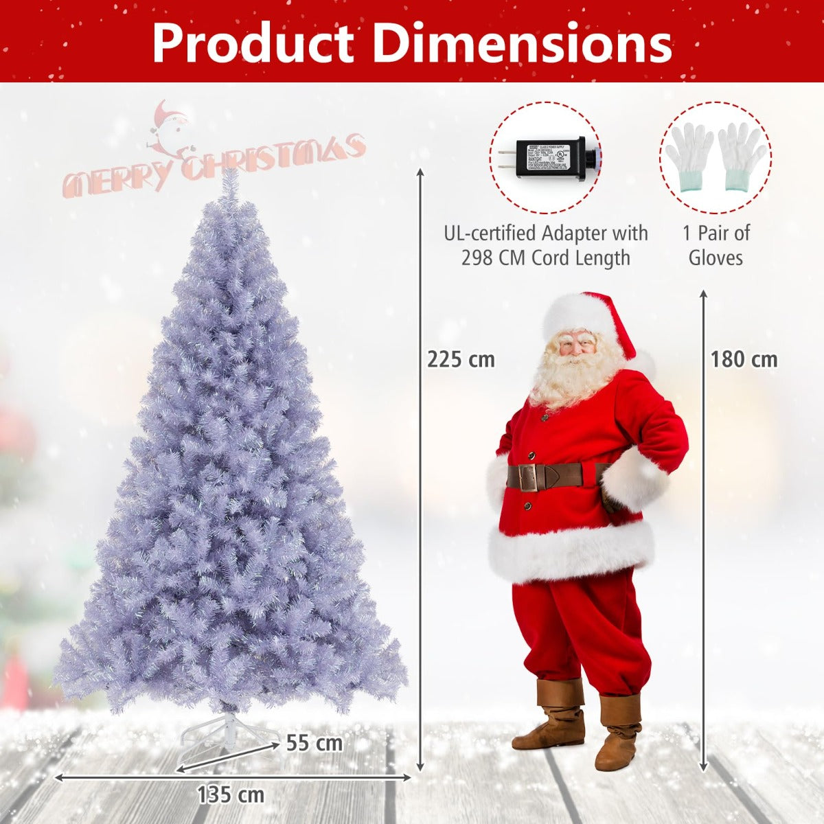 Konstgjord – julgran med belysning varmvita LED lampor Violett – 225 cm – Lila