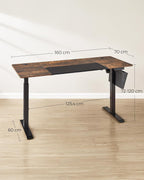 Höhenverstellbarer Schreibtisch - 70 x 160 cm