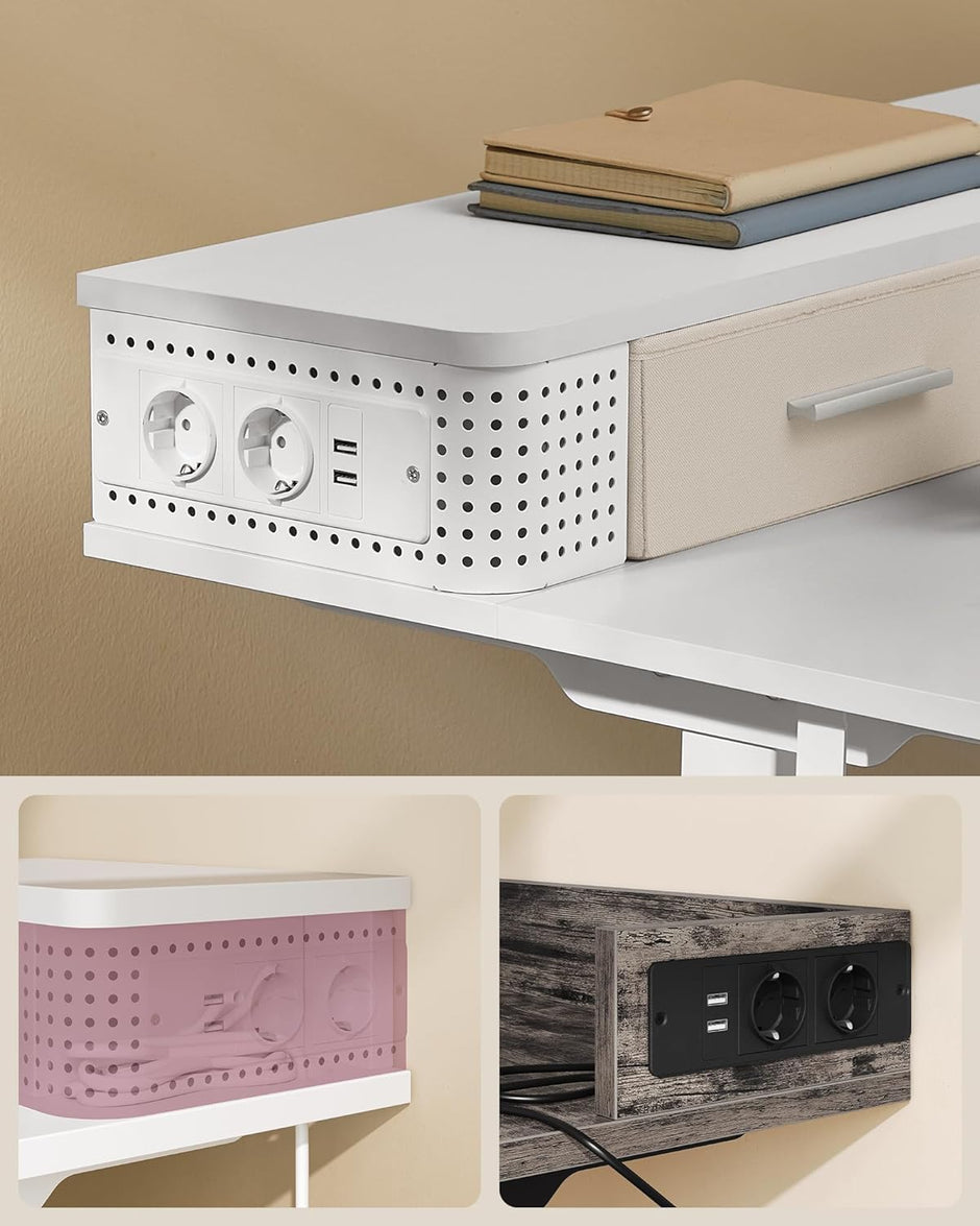 Elektrischer Schreibtisch - Höhe einstellbar - mit Steckdose und 2 Schubladen