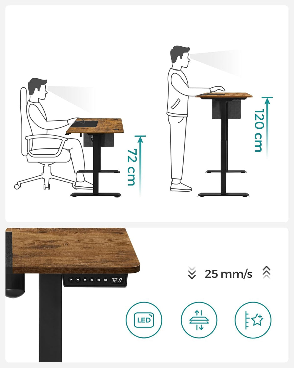 Elektrischer Schreibtisch – mit Rollen und Stauraum