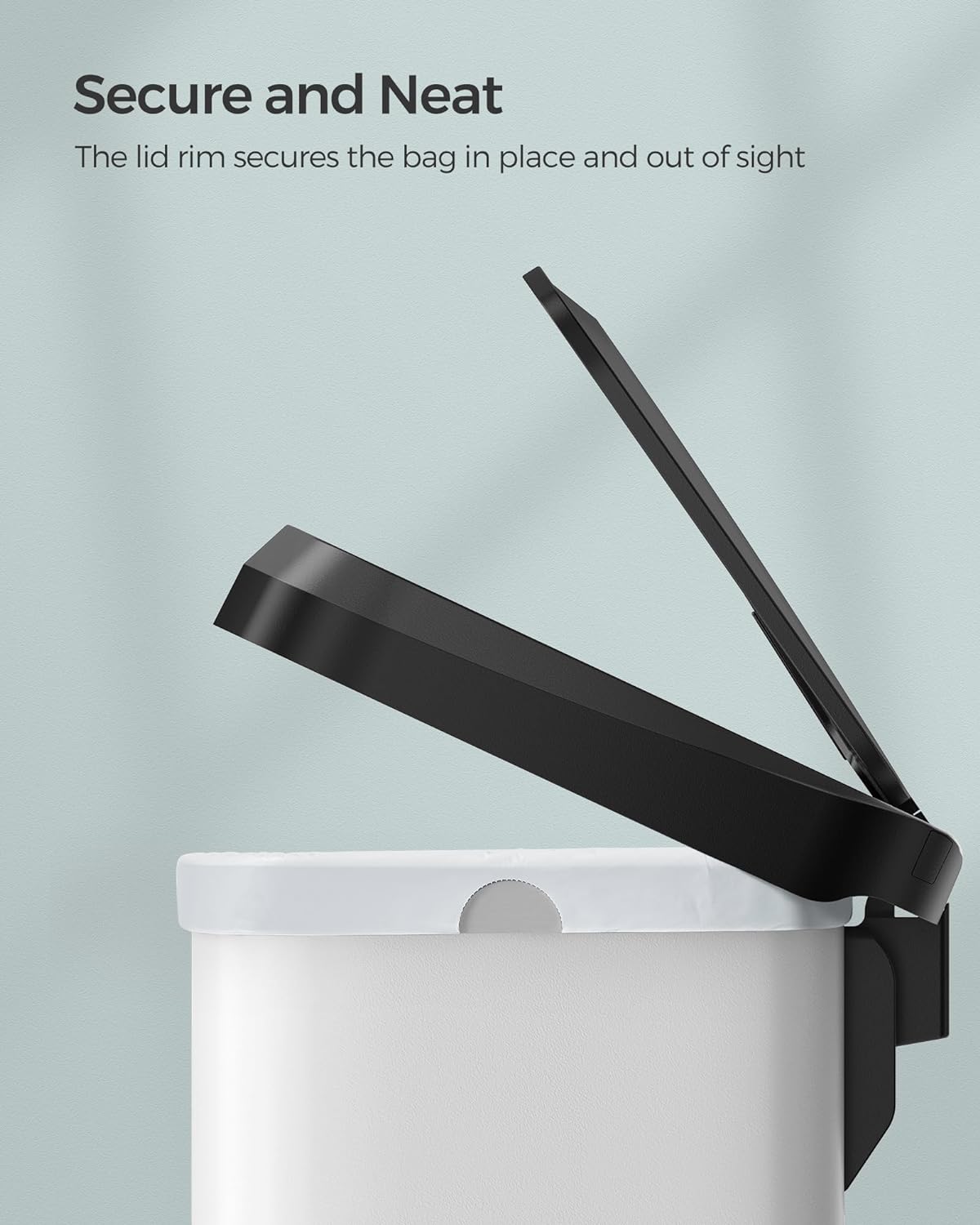 Müllbehälter - Abfallbehälter - 68Liter - Metall - mit Deckel - Weiß