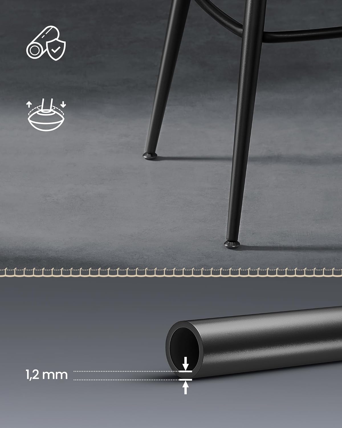 Barhocker - Barstühle - 2 - Metallrahmen - mit Rückenlehne - schwarz