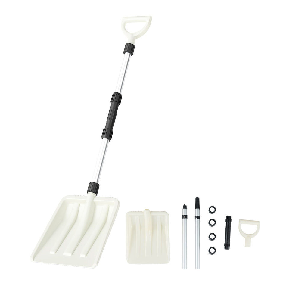 Snöskyffel – bred lätt med ergonomiskt handtag och robust aluminiumskaft – 26 cm – Vit