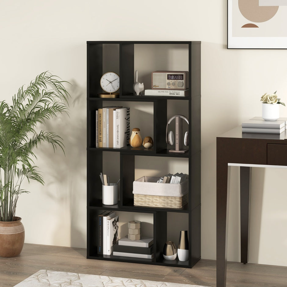 Bokhylla – med hyllplan Stativhylla fack Kubhylla – 4 8 60 x 20 x 120 cm – Svart