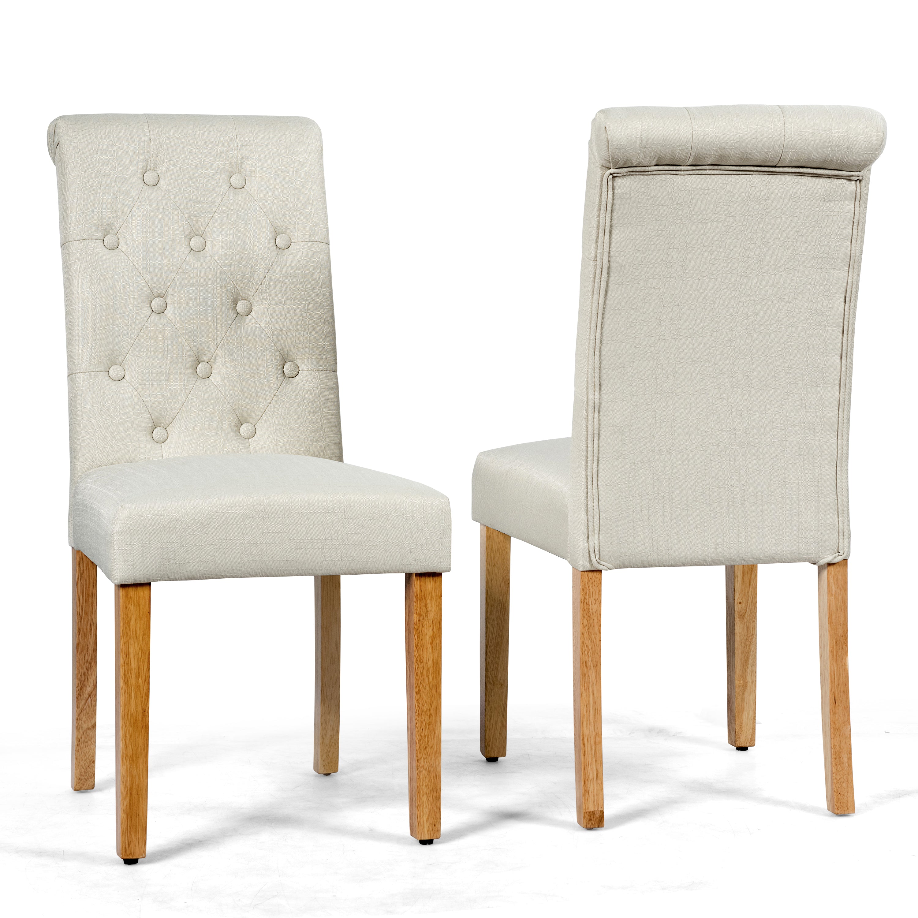 pack – knapp tuftade matsalsstolar, stoppade tygstolar med gummiträdsben – 2 – Beige