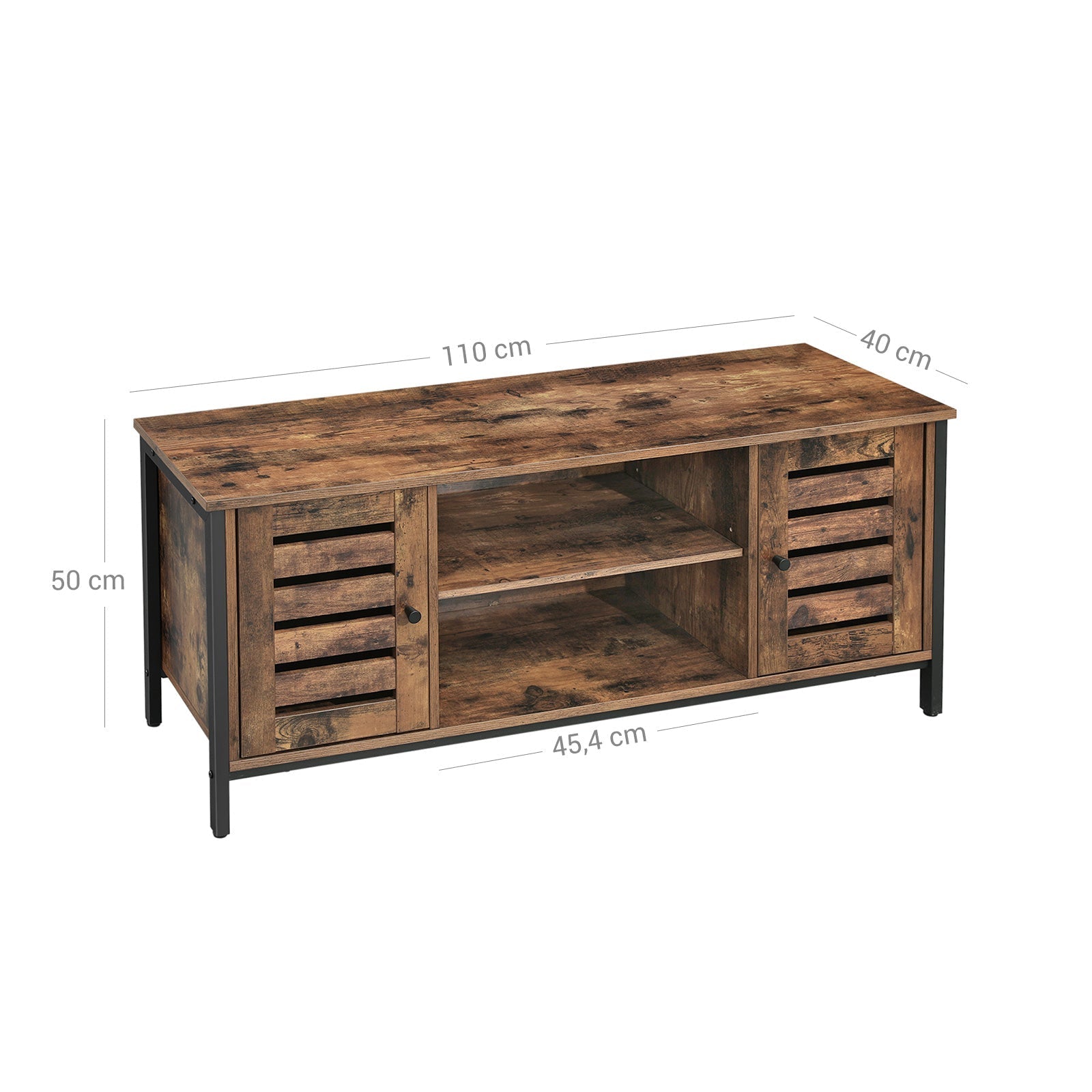 TV -Möbel - Couchtisch - mit 2 Schränken und 2 Regalen - dunkelbraun