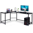 L – format datorbord PC hörn skrivbord /naturligt – 168 x 125 x 74 cm – Svart
