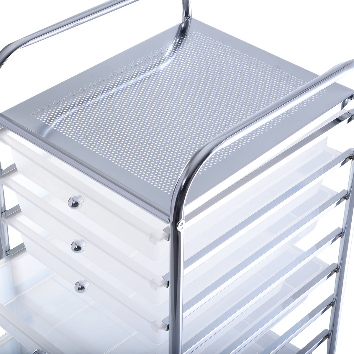 Vagn – med lådor Rullcontainer stapelbara Transparent – 10 – Genomskinlig